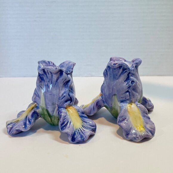 Vintage Ceramic Iris Flower Candle Holders Hand-Painted Purple & Yellow Floral D - Picture 6 of 11